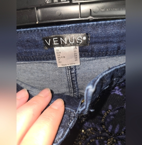 🍁🍂RARE HTF NWOT Beaded Skinny Jeans Indigo Blue | Women VENUS Novelty Jeans 20 - Picture 7 of 9